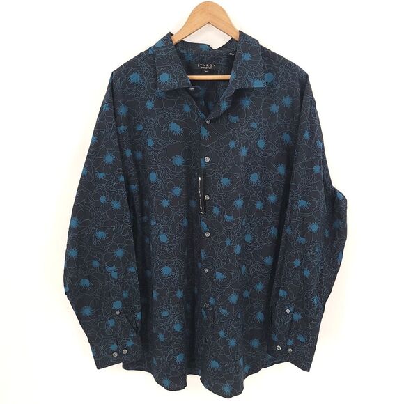 SYNRGY DXL Mens Button Up Shirt Floral Long Sleeve Big + Tall NWT - Picture 1 of 11